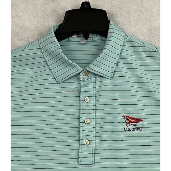 Peter Millar Summer Comfort LACC 123rd US Open Shirt Mens Large Green Golf Polo - Picture 8 of 14